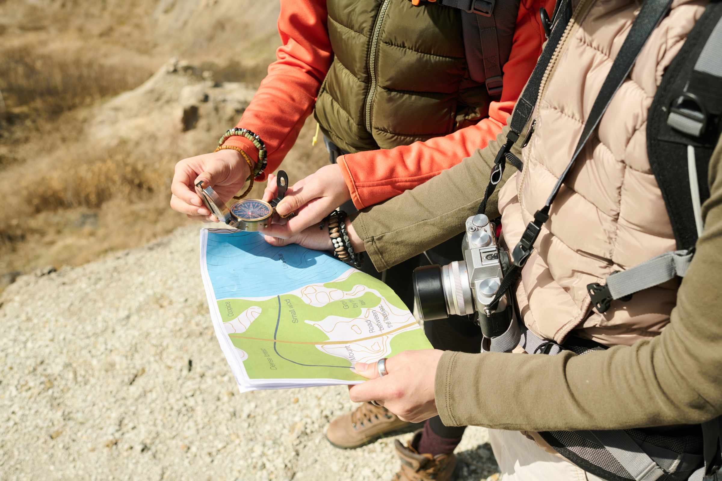 couple searching a map